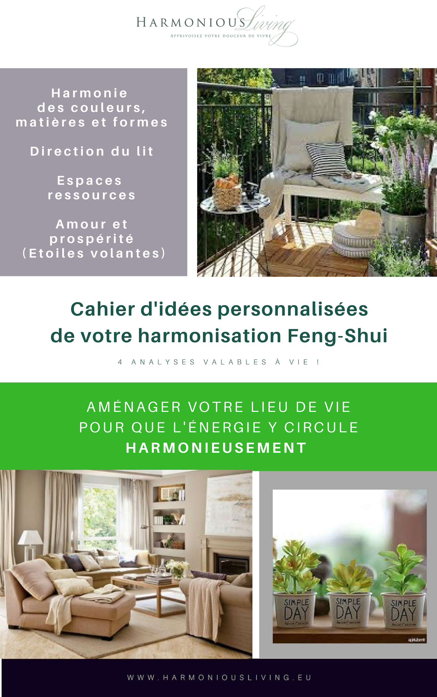 Cahier d'idées pour votre harmonisation Feng-Shui