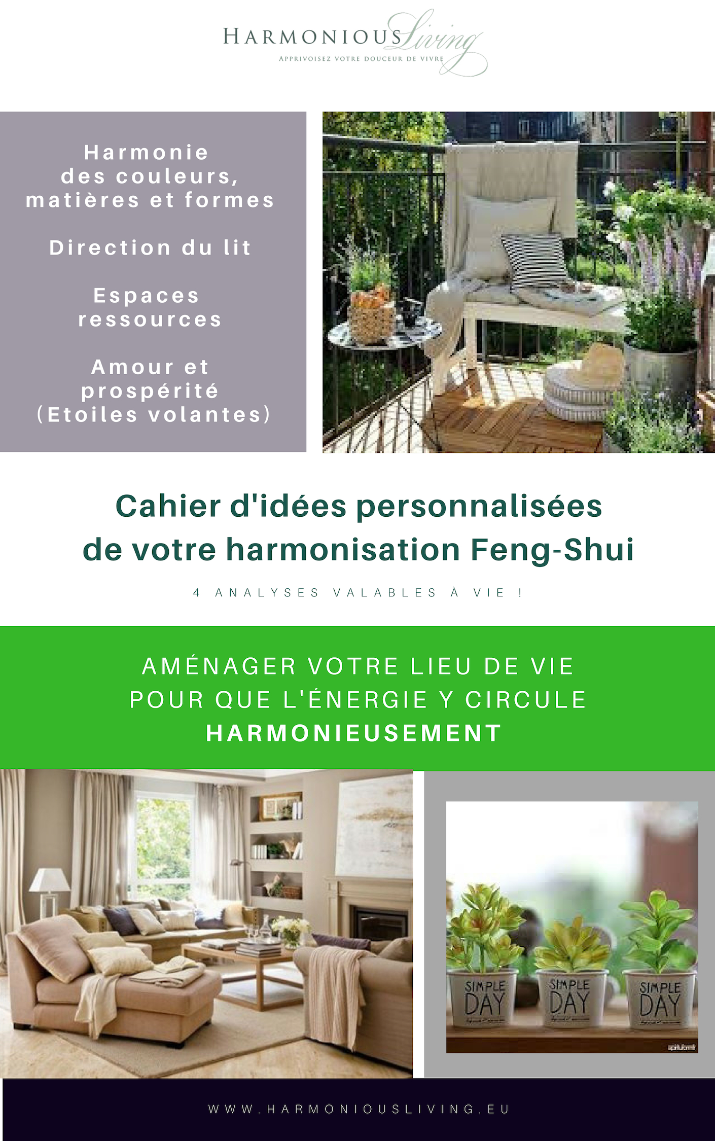 Cahier d'idées pour votre harmonisation Feng-Shui
